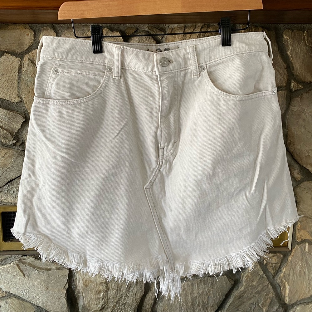 Free People white denim skirt